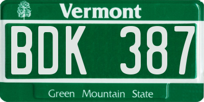 VT license plate BDK387