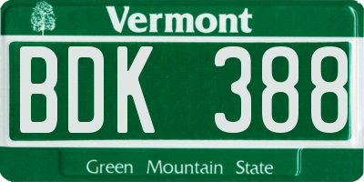 VT license plate BDK388