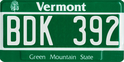VT license plate BDK392
