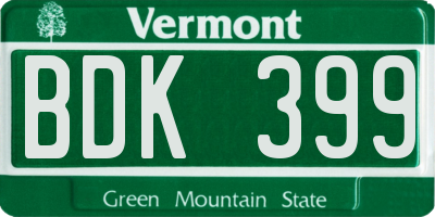 VT license plate BDK399