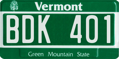 VT license plate BDK401