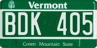 VT license plate BDK405