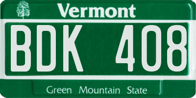 VT license plate BDK408