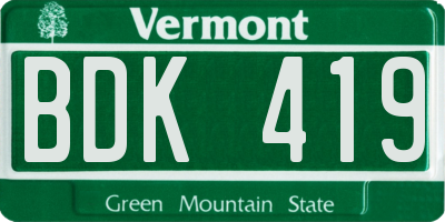 VT license plate BDK419