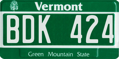 VT license plate BDK424