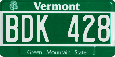 VT license plate BDK428
