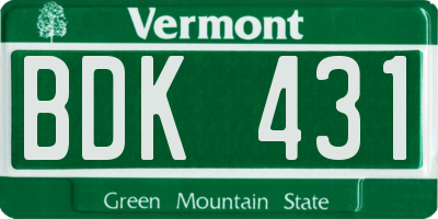 VT license plate BDK431