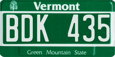 VT license plate BDK435