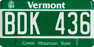 VT license plate BDK436