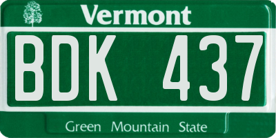 VT license plate BDK437
