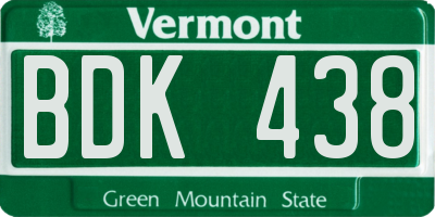 VT license plate BDK438
