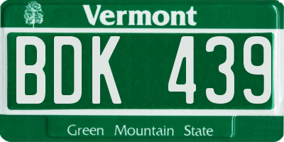 VT license plate BDK439