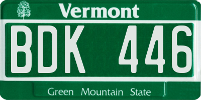 VT license plate BDK446