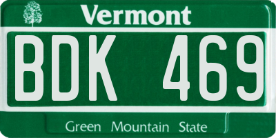 VT license plate BDK469
