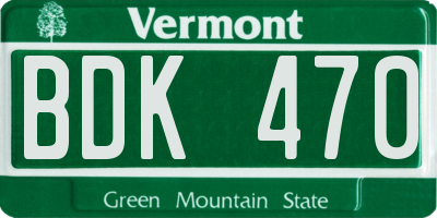 VT license plate BDK470