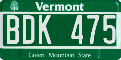 VT license plate BDK475