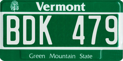 VT license plate BDK479