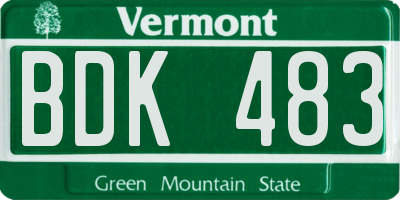 VT license plate BDK483