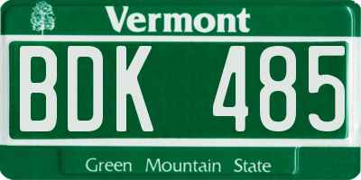 VT license plate BDK485