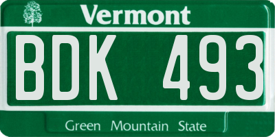 VT license plate BDK493