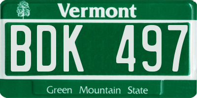 VT license plate BDK497