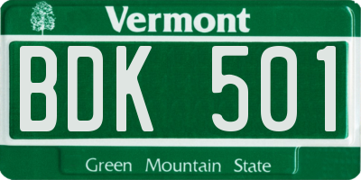 VT license plate BDK501
