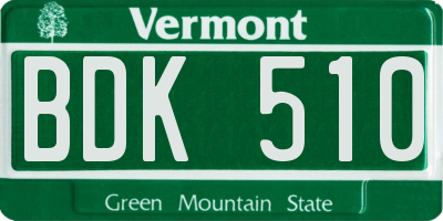 VT license plate BDK510