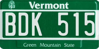 VT license plate BDK515