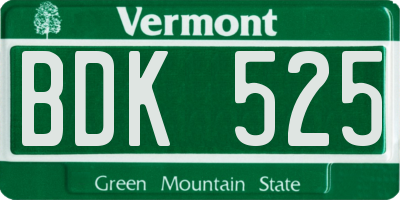 VT license plate BDK525