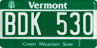 VT license plate BDK530