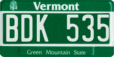 VT license plate BDK535