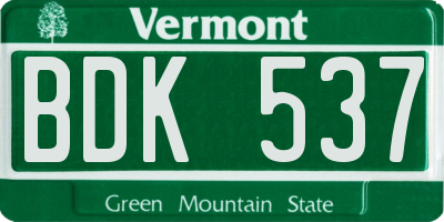 VT license plate BDK537