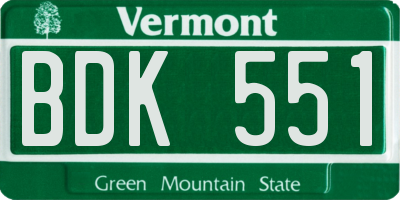 VT license plate BDK551