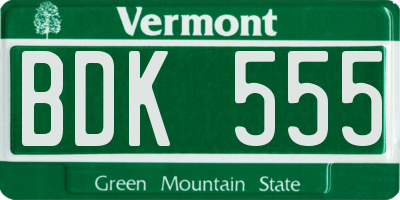 VT license plate BDK555