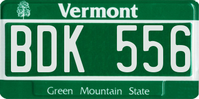 VT license plate BDK556