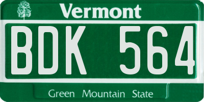 VT license plate BDK564