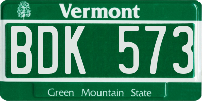 VT license plate BDK573