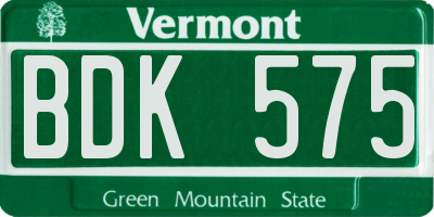 VT license plate BDK575