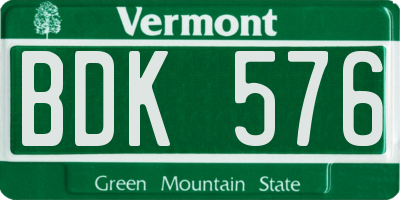 VT license plate BDK576