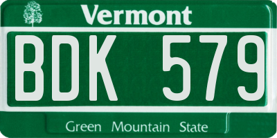 VT license plate BDK579