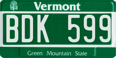 VT license plate BDK599