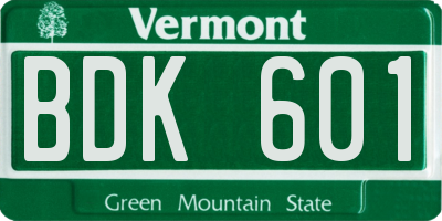 VT license plate BDK601