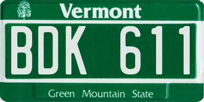 VT license plate BDK611