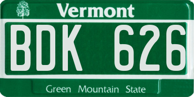 VT license plate BDK626