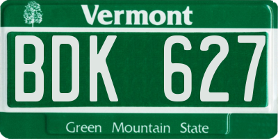 VT license plate BDK627