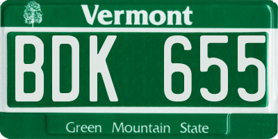 VT license plate BDK655