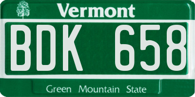 VT license plate BDK658