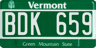 VT license plate BDK659