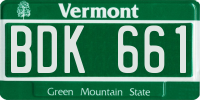 VT license plate BDK661