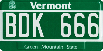 VT license plate BDK666